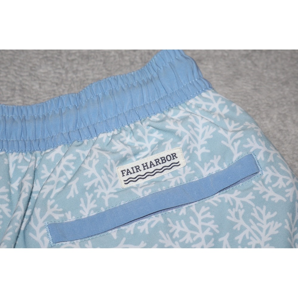 Fair Harbor Lined Swim Shorts Mens Medium Blue Coral Print Bayberry Trunks